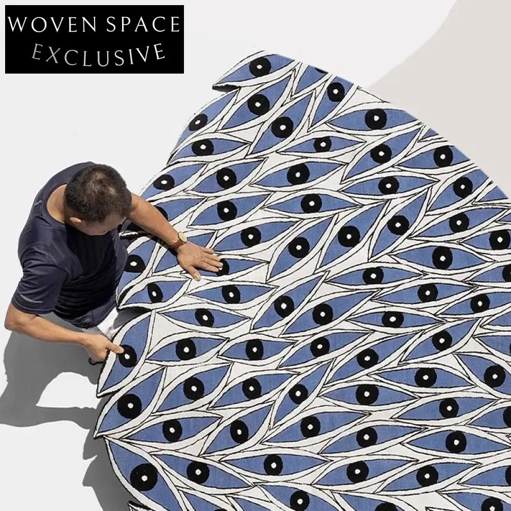 Modern Abstract Irregular Area Rug Handmade Filament Silk Luxury Living Room Carpet