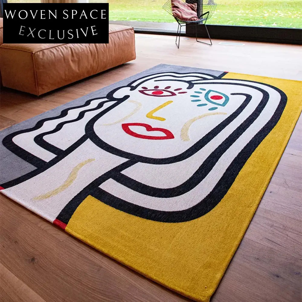 Modern American Style Artistic Polyester Area Rug for Custom Living Room Decor