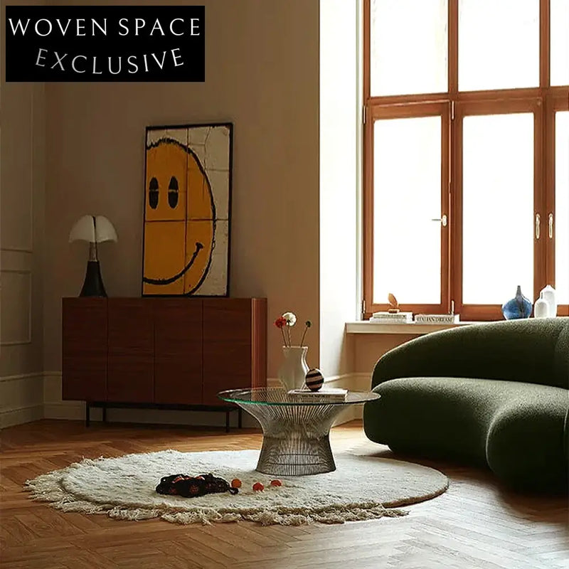 Modern Cream Milk Silk Hand-Woven Round Area Rug for Stylish Home Decor
