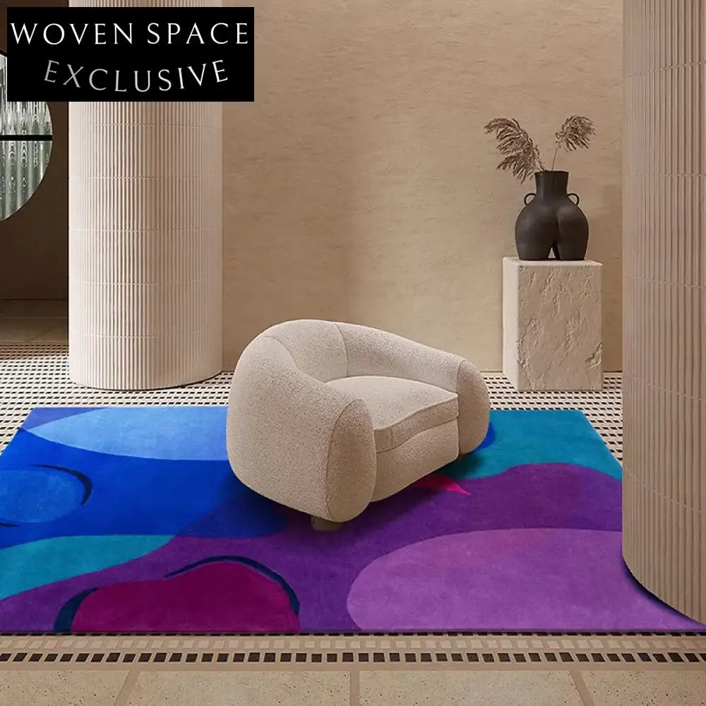 Modern French Light Luxury Handmade Polyester Area Rug for Living Room