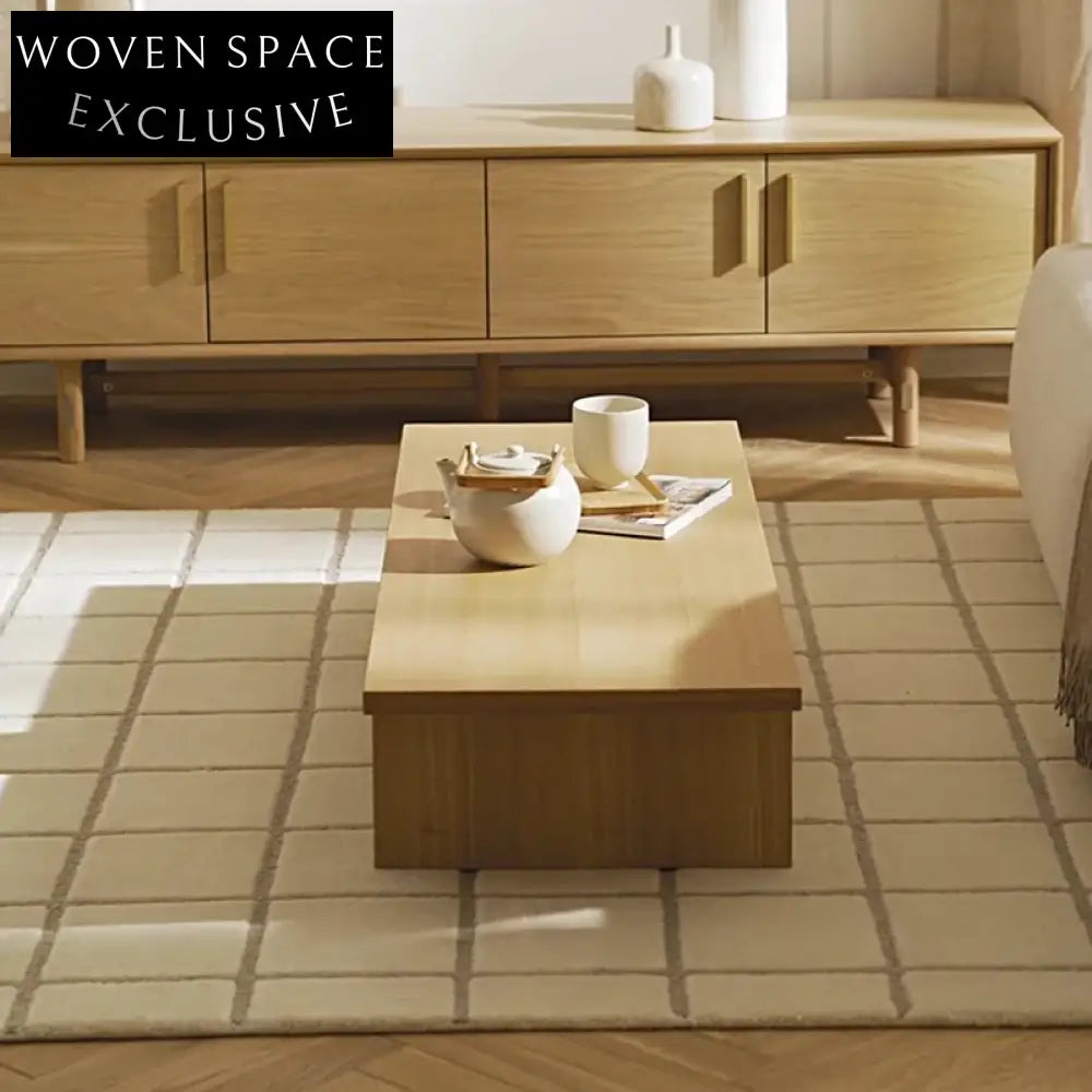 Modern Geometric Wool Area Rug Hand-Tufted Custom Design Home Decor Carpet