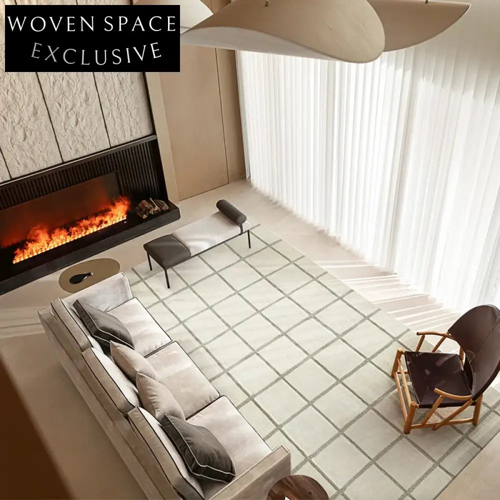 Modern Geometric Wool Area Rug Hand-Tufted Custom Design Home Decor Carpet