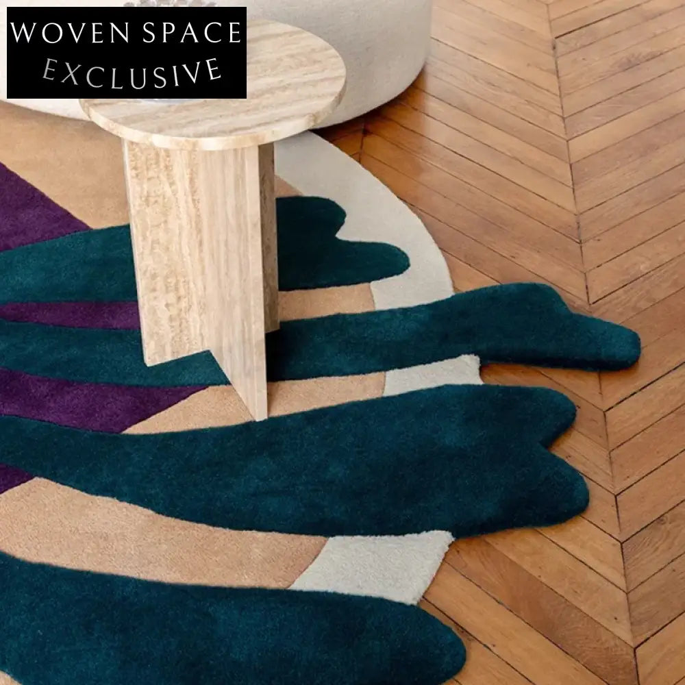 Modern Irregular Geometric Plush Area Rug, Soft Polyester Living Room Floor Carpet