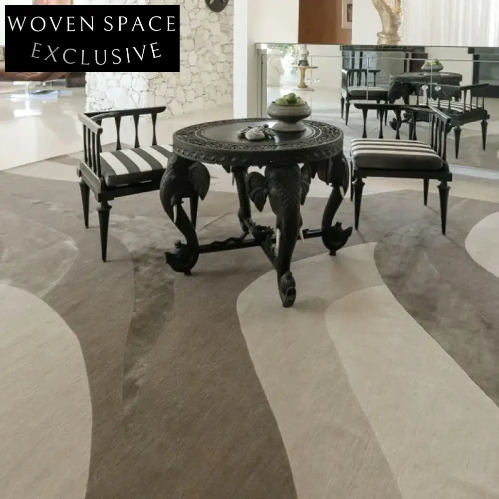 Modern Minimalist Geometric Pattern Area Rug, High-End Polyester Wilton Bedroom Carpet