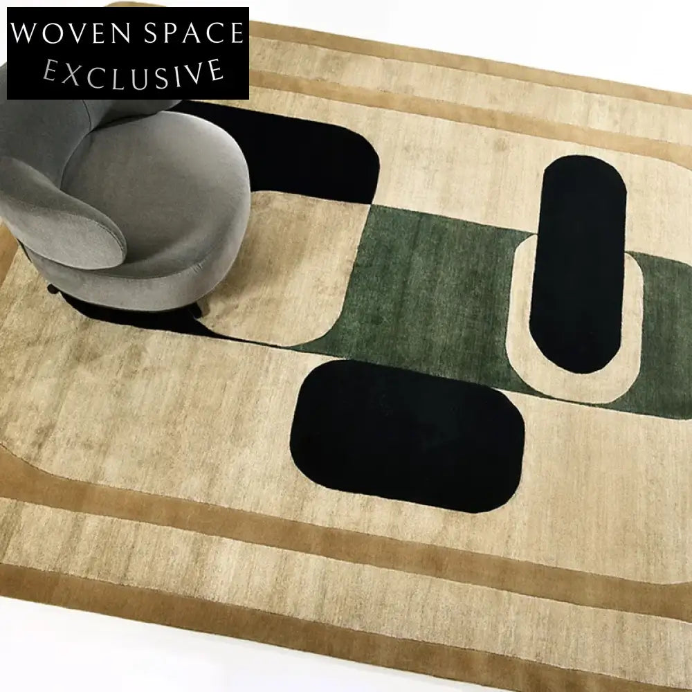Modern Minimalist Geometric Polyester Area Rug for Living Room Bedroom Decor
