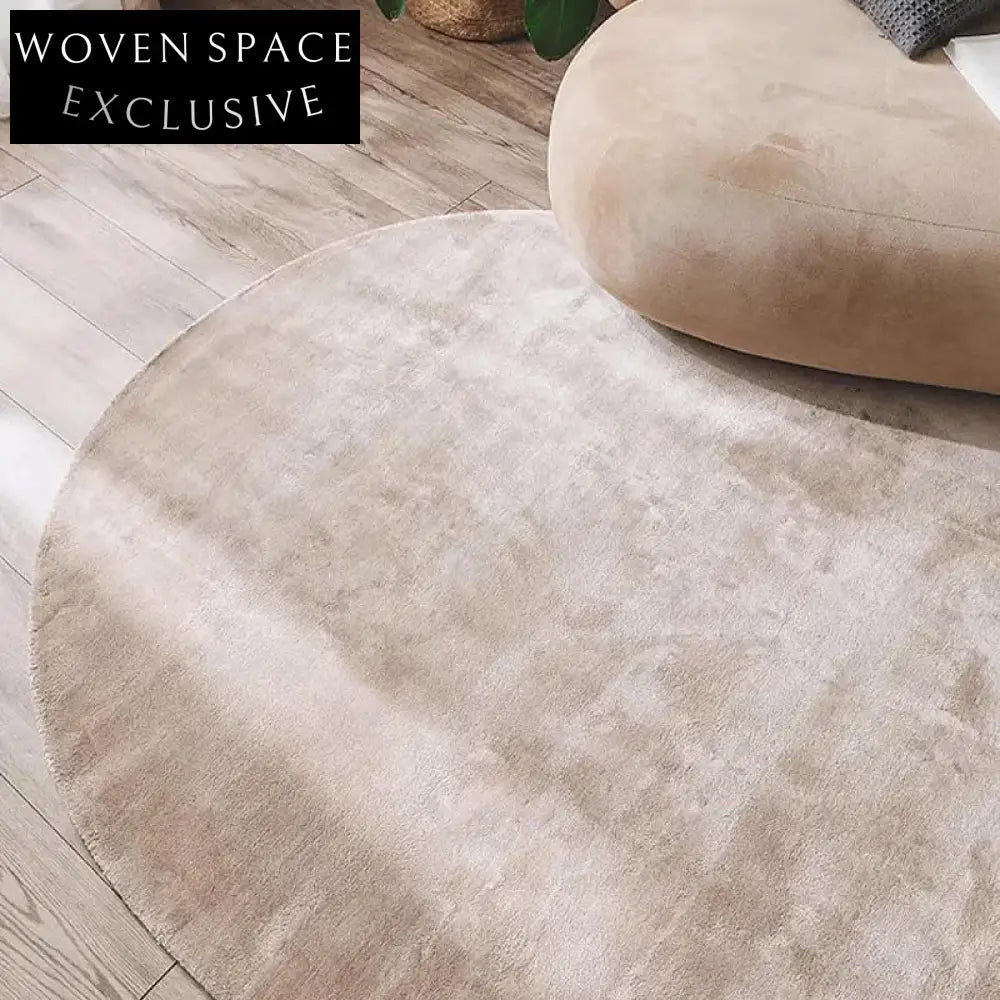 Modern Minimalist Oval Polyester Fiber Plush Living Room Area Rug