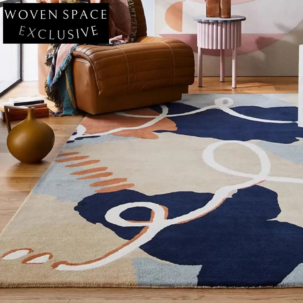 Nordic Luxury Cream Handmade Modern Geometric Living Room Bedroom Carpet