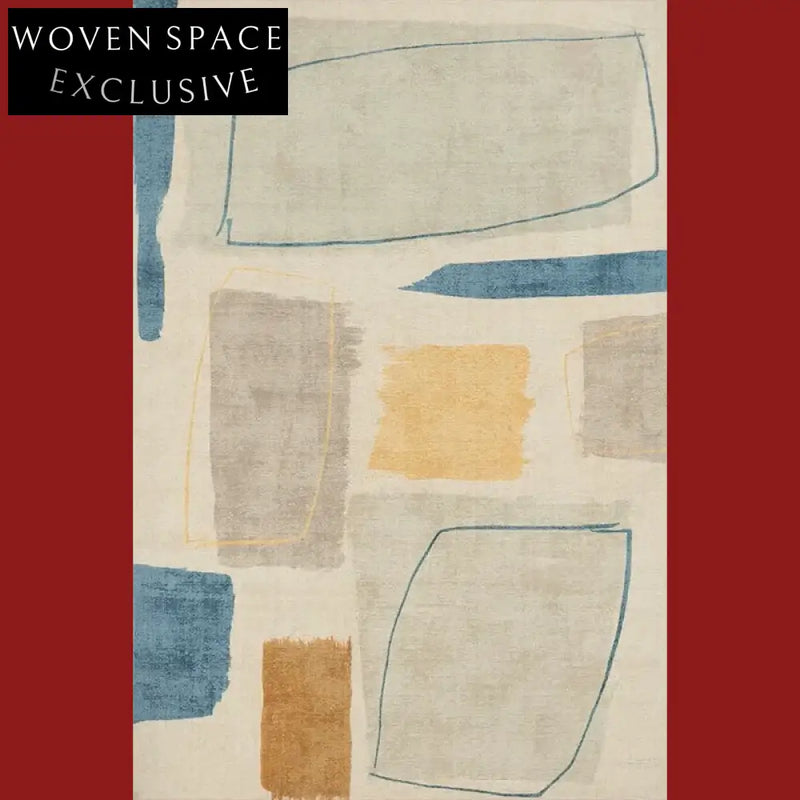 Plush Geometric Polyester Area Rug for Modern Home Living Room Decor