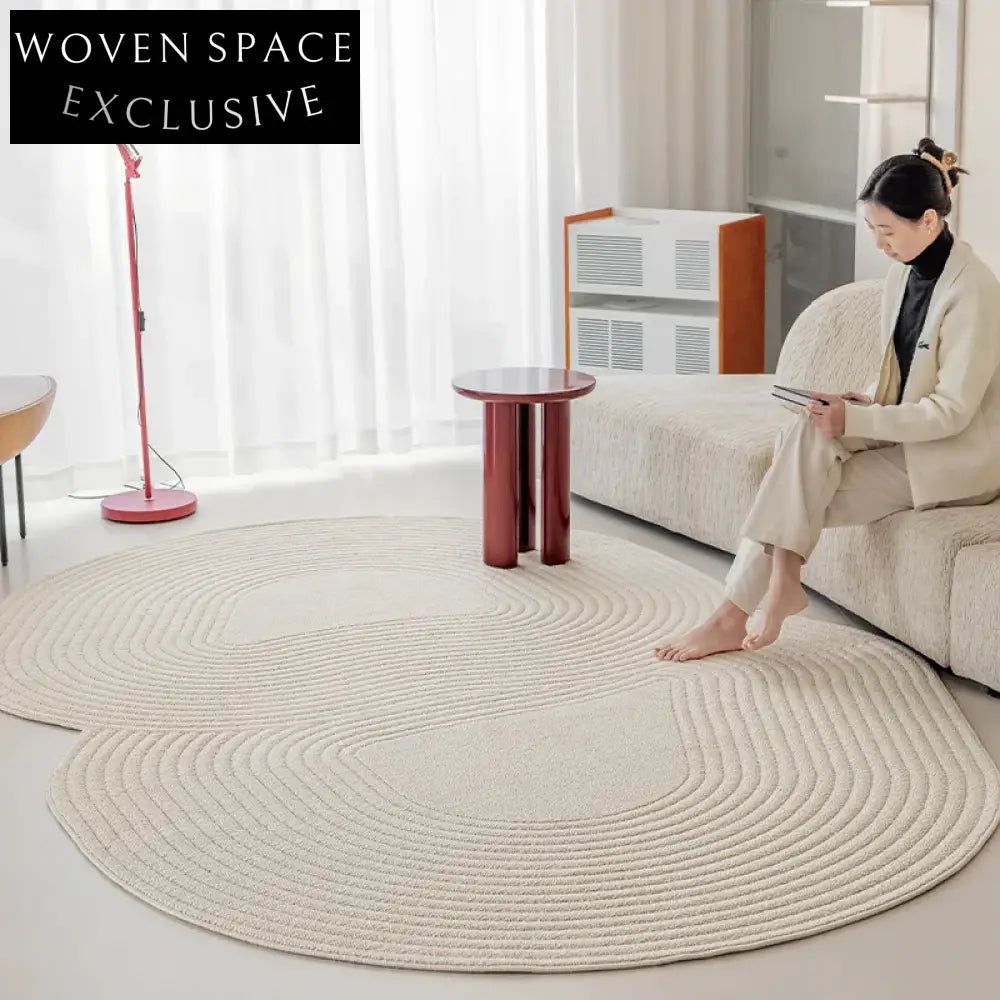 Premium Soft Irregular Cream-Colored Area Rug for Modern Living Room D ...