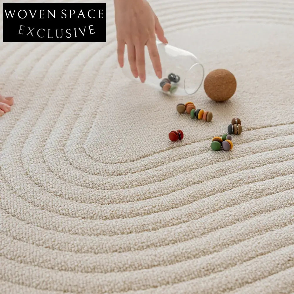 Premium Soft Irregular Cream-Colored Area Rug for Modern Living Room Decor