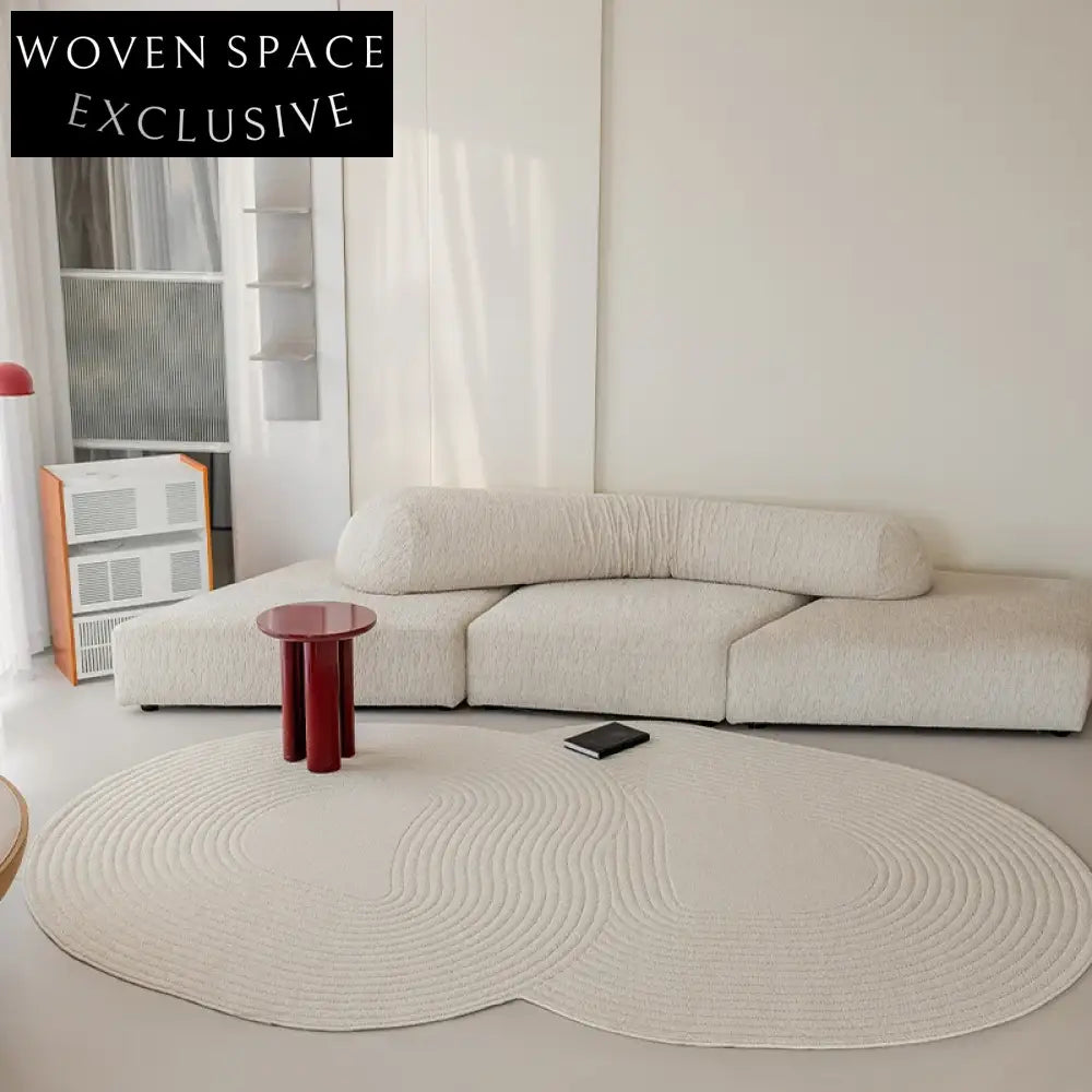 Premium Soft Irregular Cream-Colored Area Rug for Modern Living Room D ...