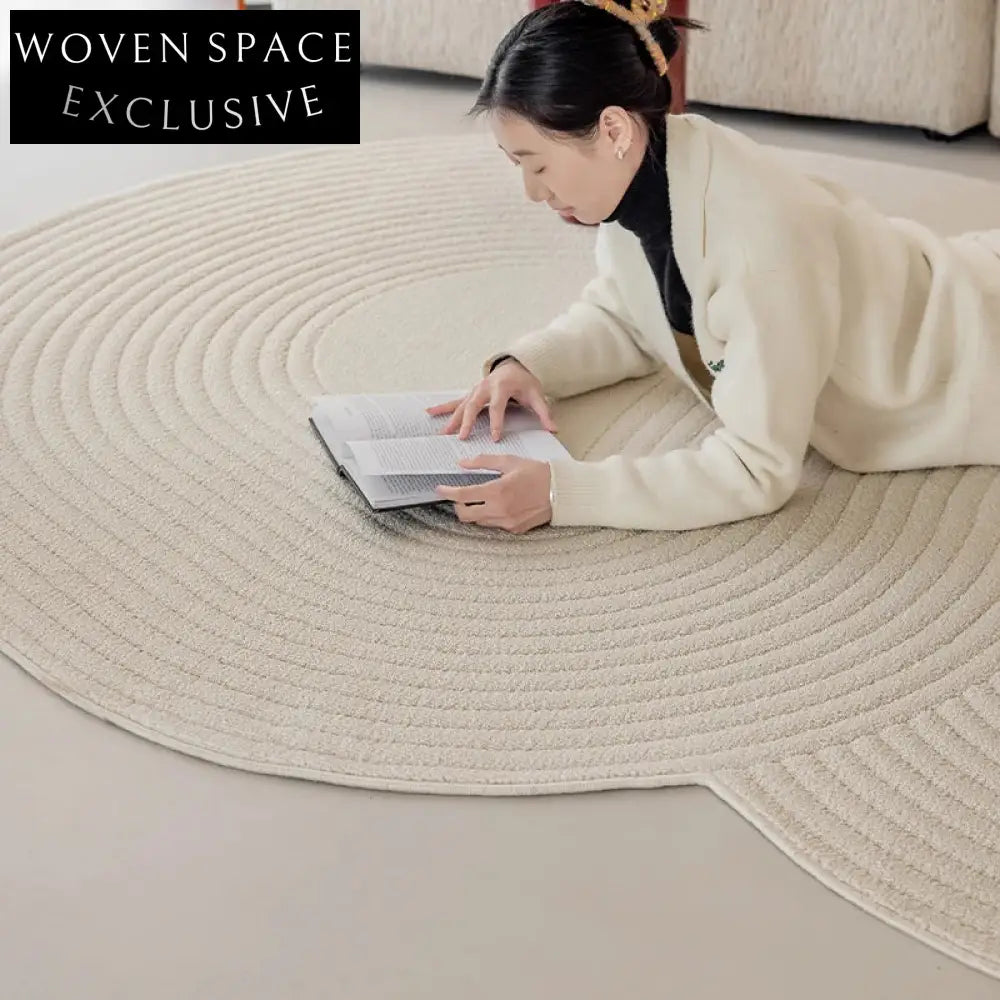 Premium Soft Irregular Cream-Colored Area Rug for Modern Living Room D ...