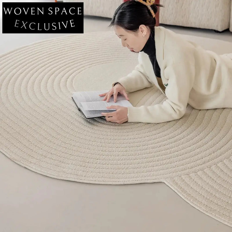 Premium Soft Irregular Cream-Colored Area Rug for Modern Living Room Decor