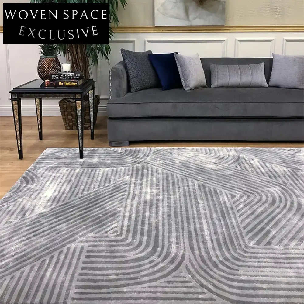 Retro Blue Handmade Area Rug for Modern Home Decor & Comfort