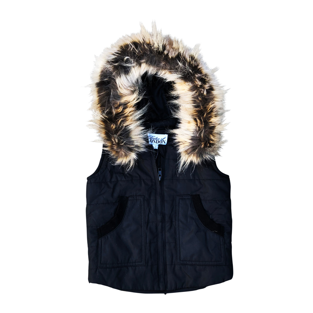 Black and Fur Puffer Vest