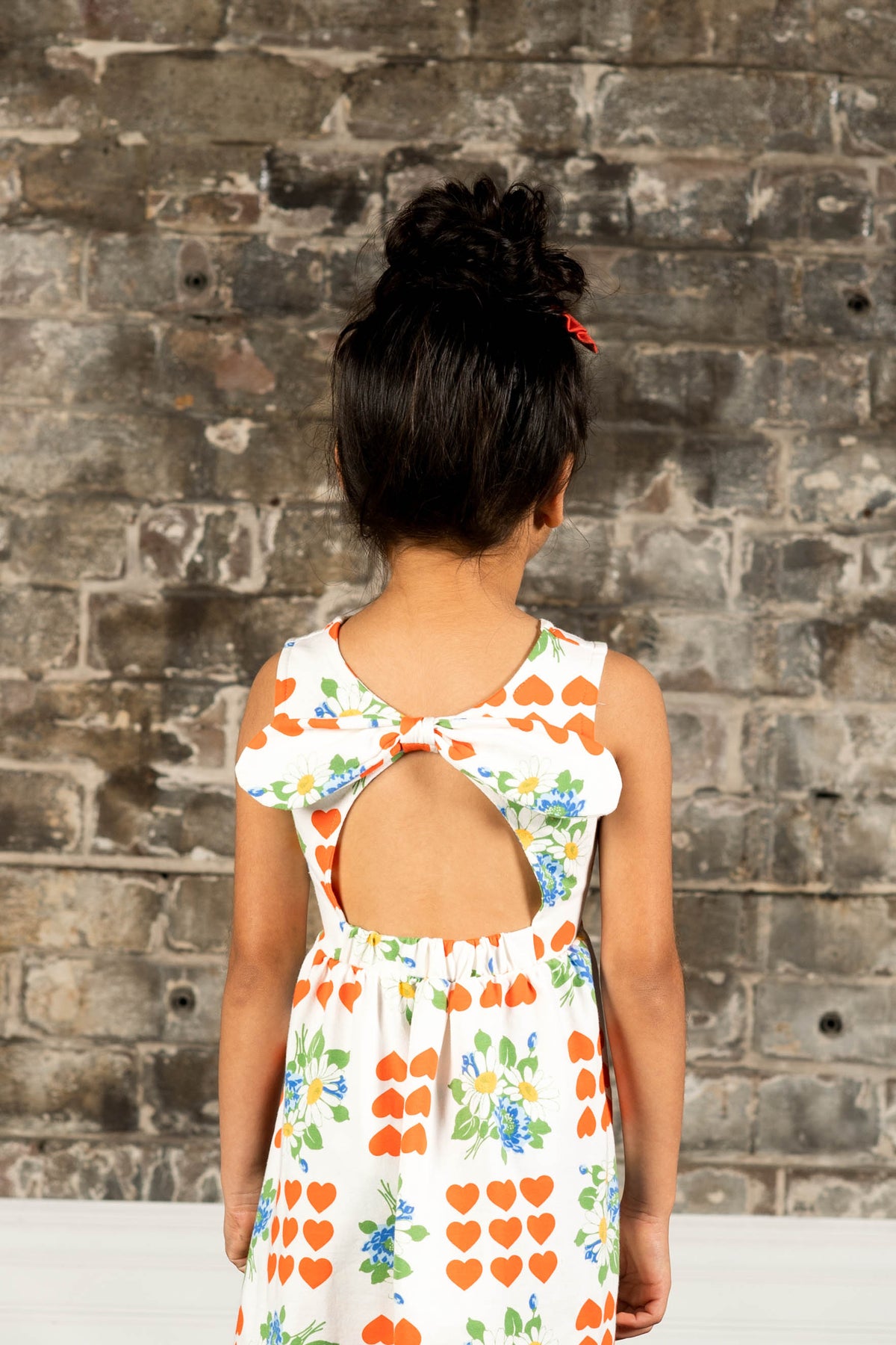 Floral Hearts Dress with Tie Back