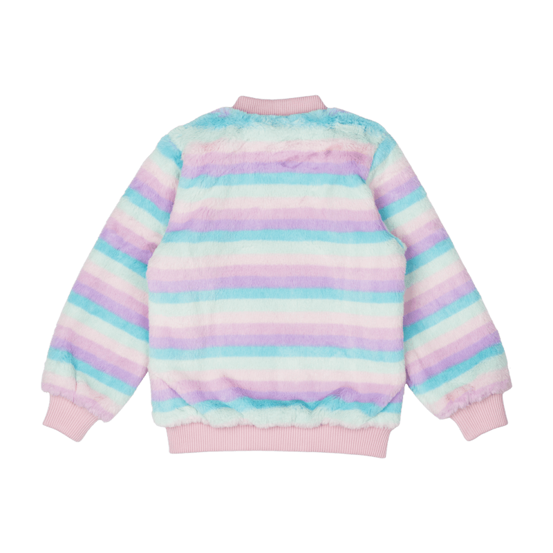 Pastel Stripe Fur Jacket