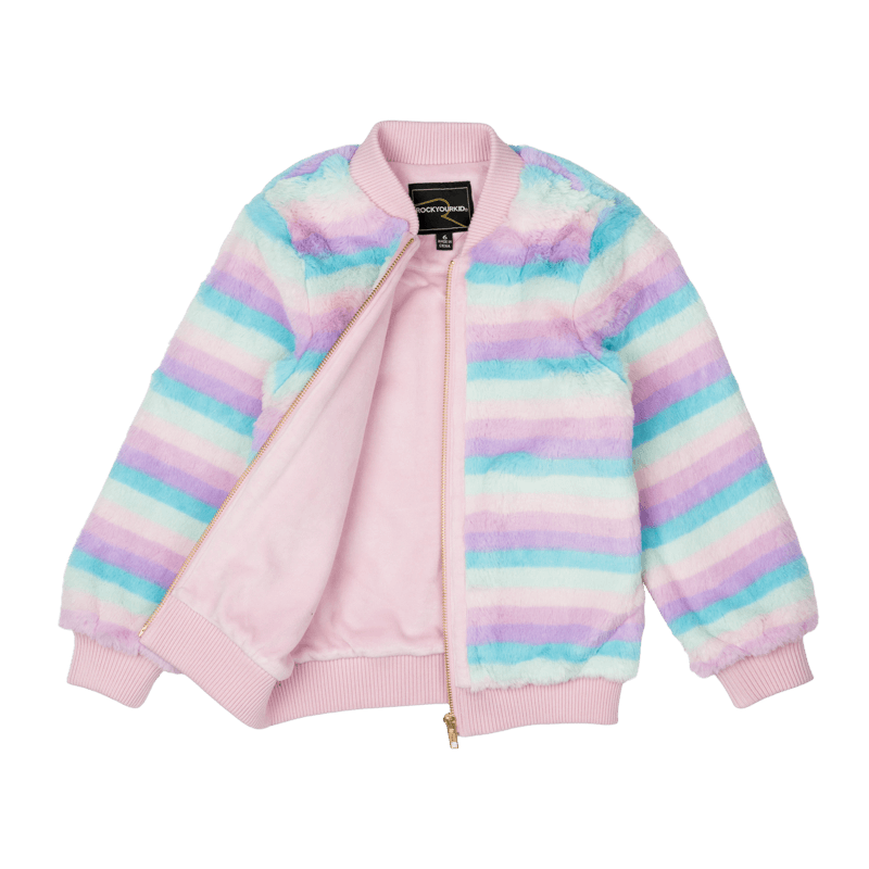 Pastel Stripe Fur Jacket